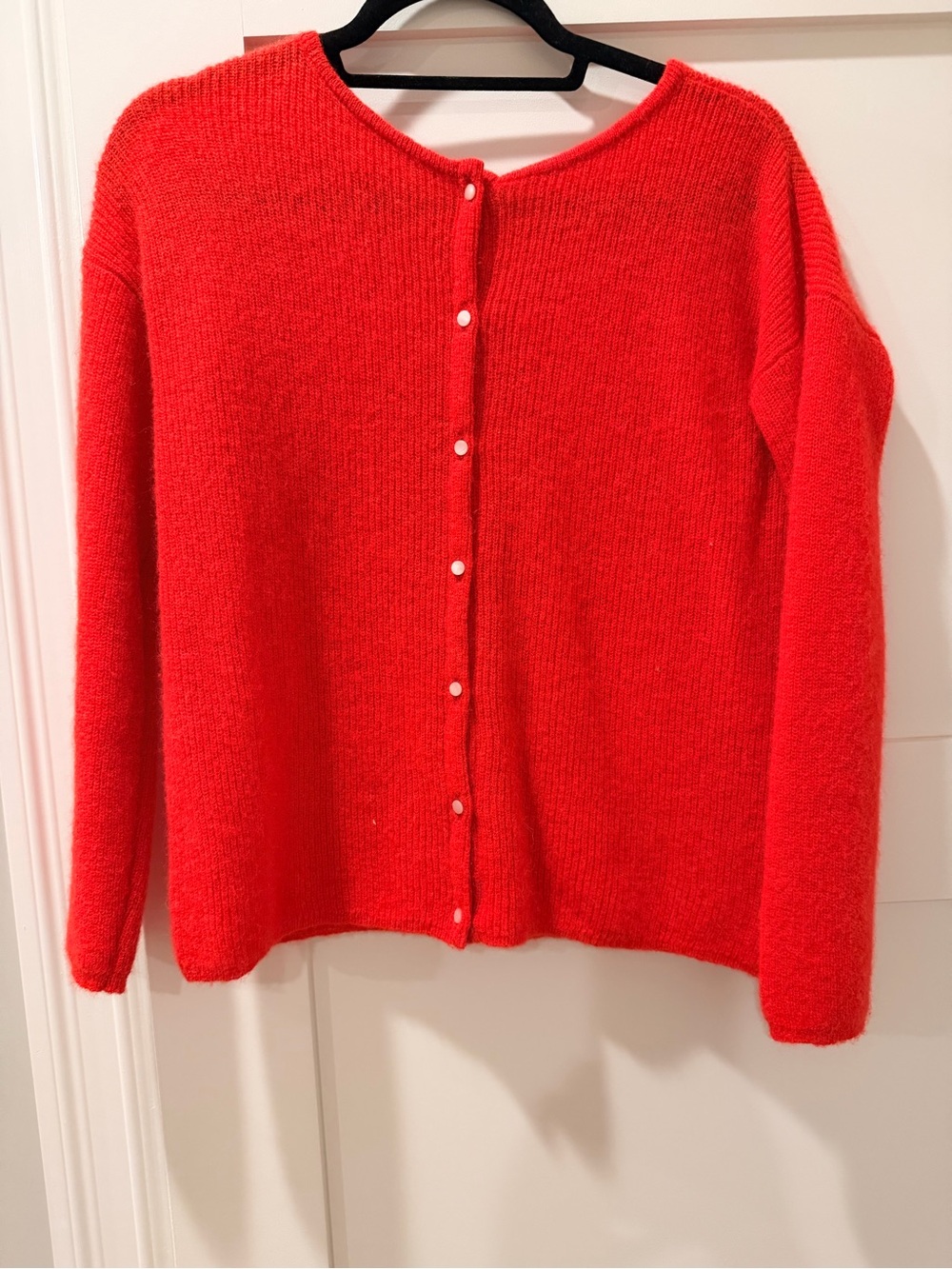 Sezane Red Button Knit Cardigan